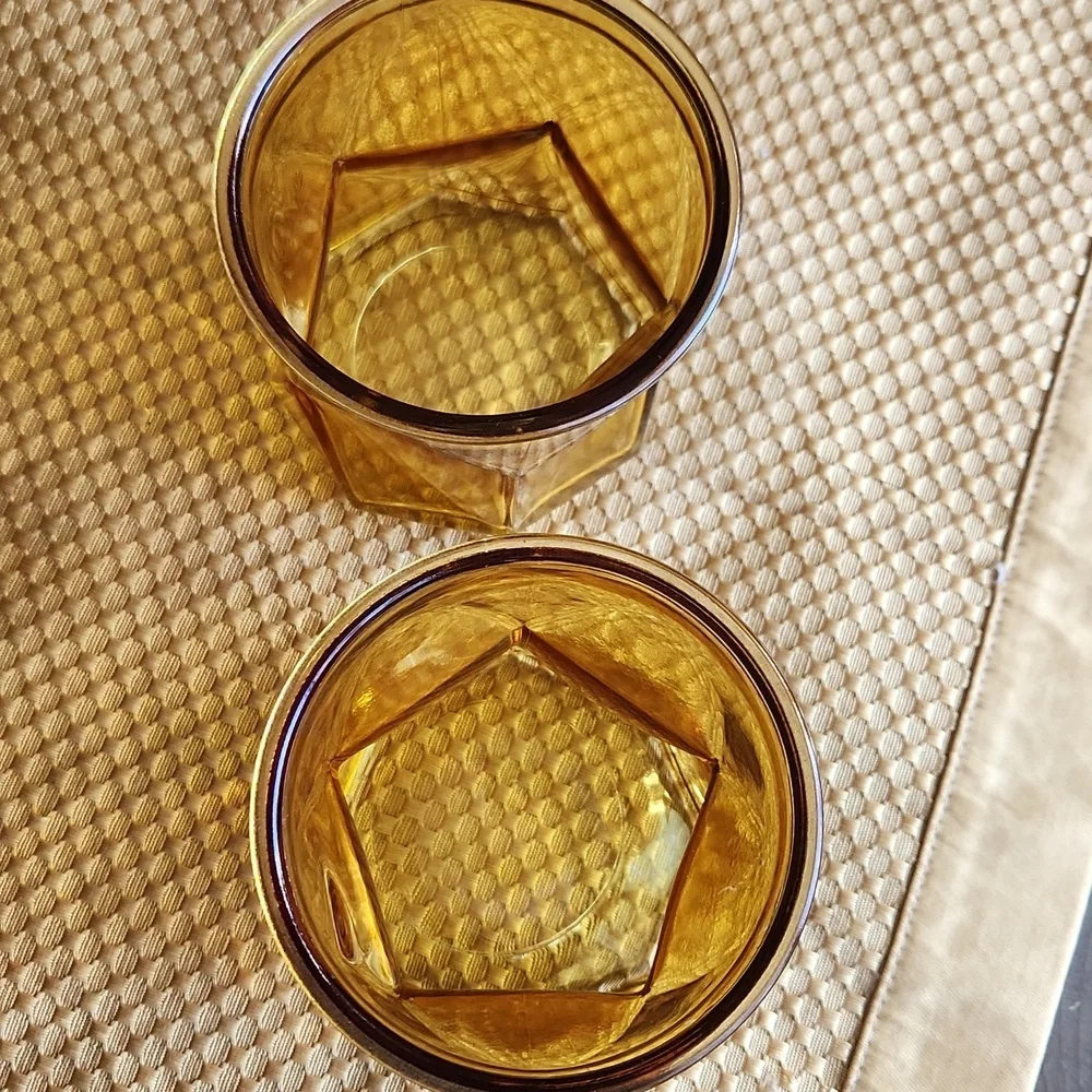 Vintage MCM Amber Glass Whiskey Tumblers